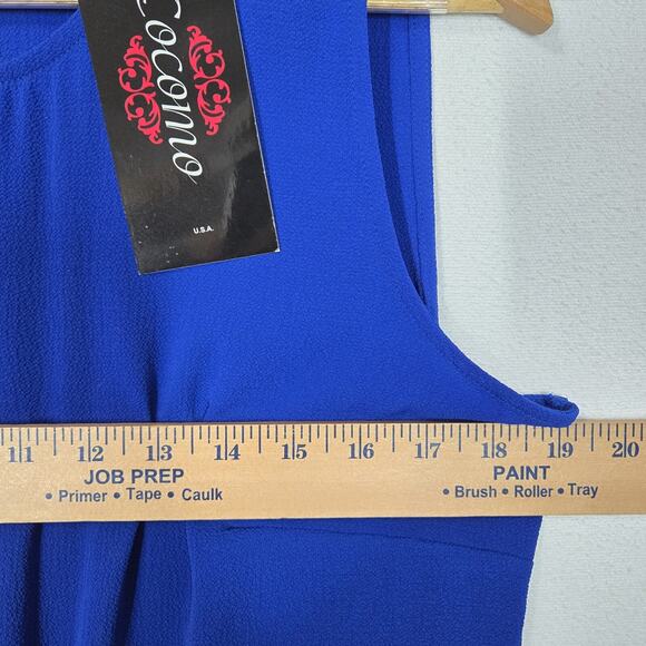 Cocomo Twist Front Top Sz M Blue Sleeveless Keyhole Back Stretch Office NEW - Picture 11 of 13
